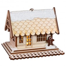 NEW - Ginger Cottages Wooden Ornament - All Aboard Train Depot